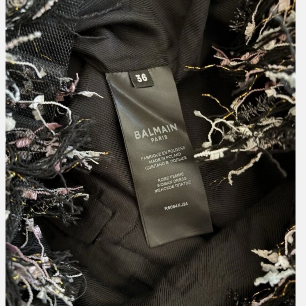 NWT Authentic Balmain Tweed Buttoned Fringe Minid… - image 7